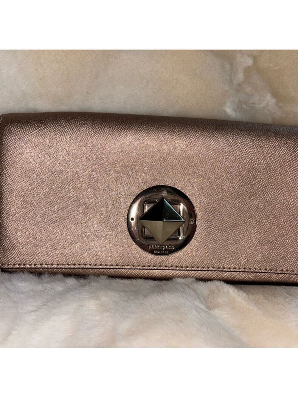 Kate Spade Elegant Metallic Leather Clutch - EUC